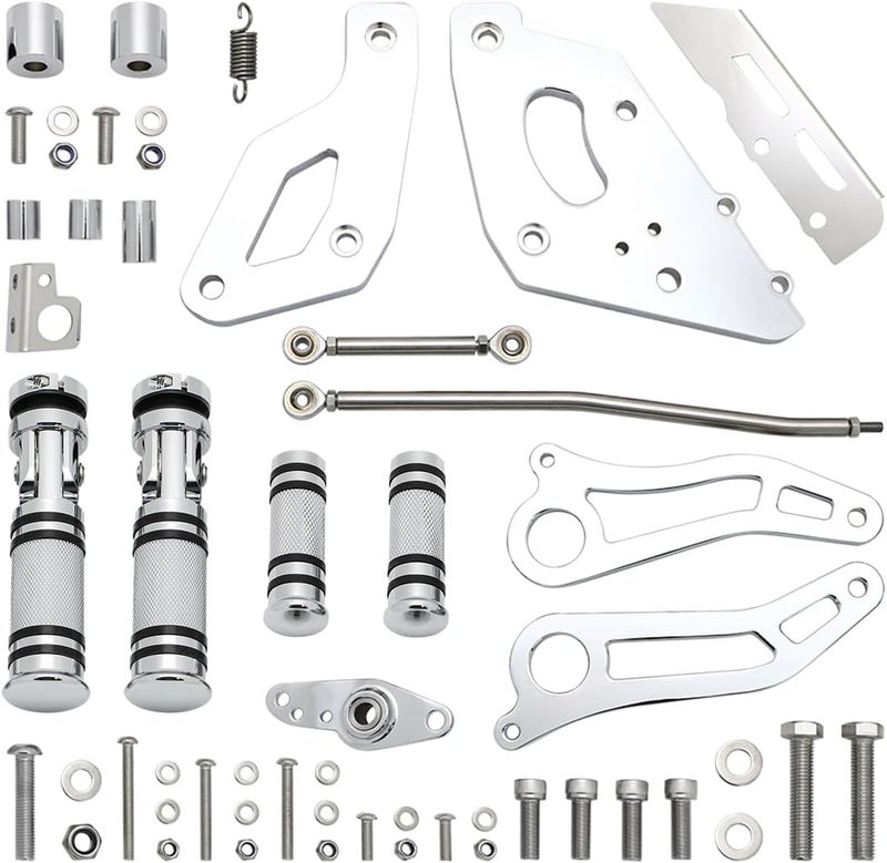 FENGREN Motorcycle 4" Forward Controls Footpegs Footrests Shift Levers Shifter Peg Linkages Compatible with Kawasaki Vulcan 900 VN900 Classic 2006-2023, Chrome - Image 3